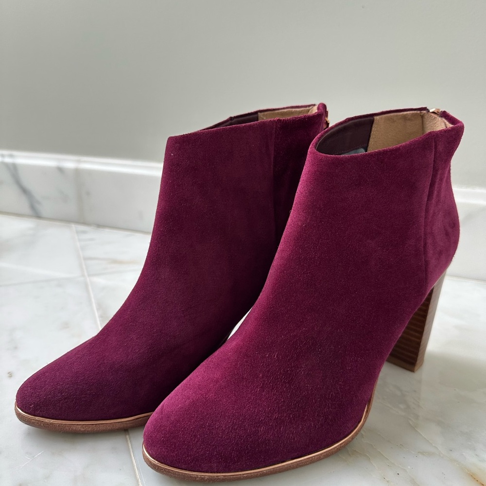 Ted Baker London Plum Ankle Boots with Wooden Heel
